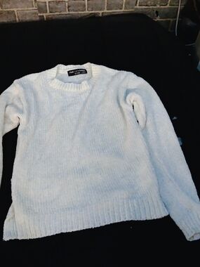 White Cozy Ribbed Knit Sweater - Kids